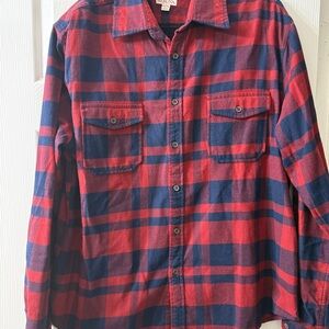 Merona Red and Navy Plaid Casual Shirt